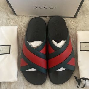 Men's Gucci Agrado Web Stripe Slide
Size 12 Only used once, like new.